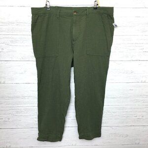 NEW Old Navy Women's Green Crinkled Cotton Pants Lightweight Size 20 length 27"